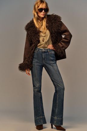 Flare seam mid-waist jeans