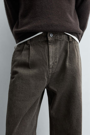 STRAIGHT FIT PLEATED JEANS - Image 6