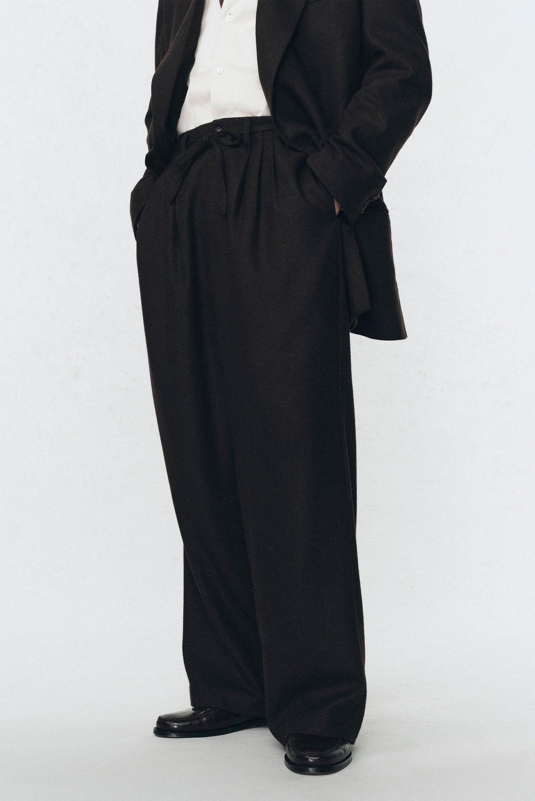 Pleated Flannel Trousers