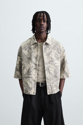 WASHED ABSTRACT PRINT OVERSHIRT - Image 2