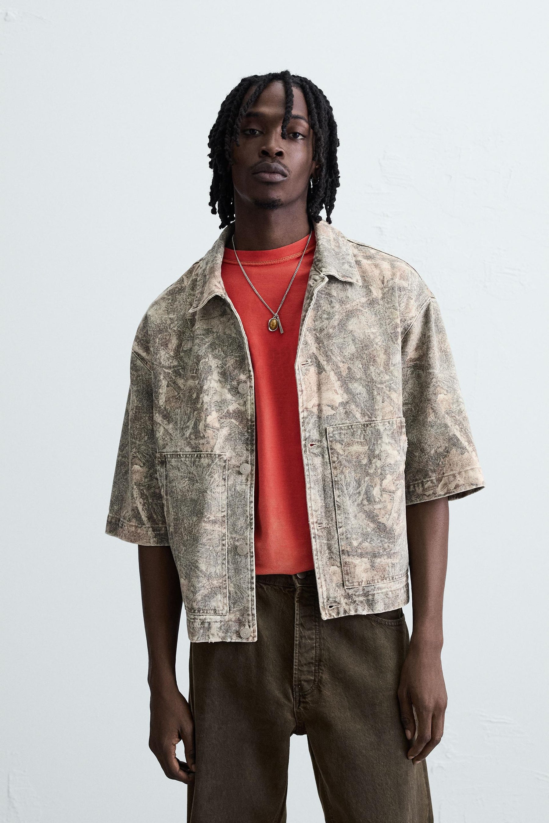 WASHED ABSTRACT PRINT OVERSHIRT - Image 2
