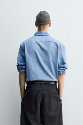 TEXTURED OXFORD SHIRT WITH POCKET - Image 3