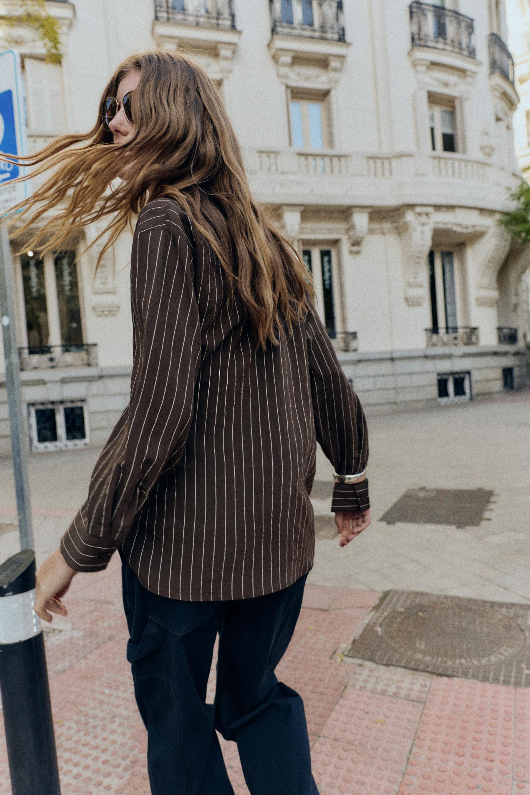 Striped Buckle-Detailed Shirt