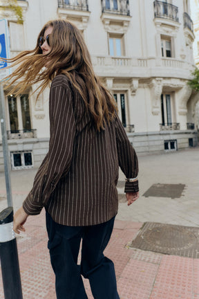 Striped Buckle-Detailed Shirt