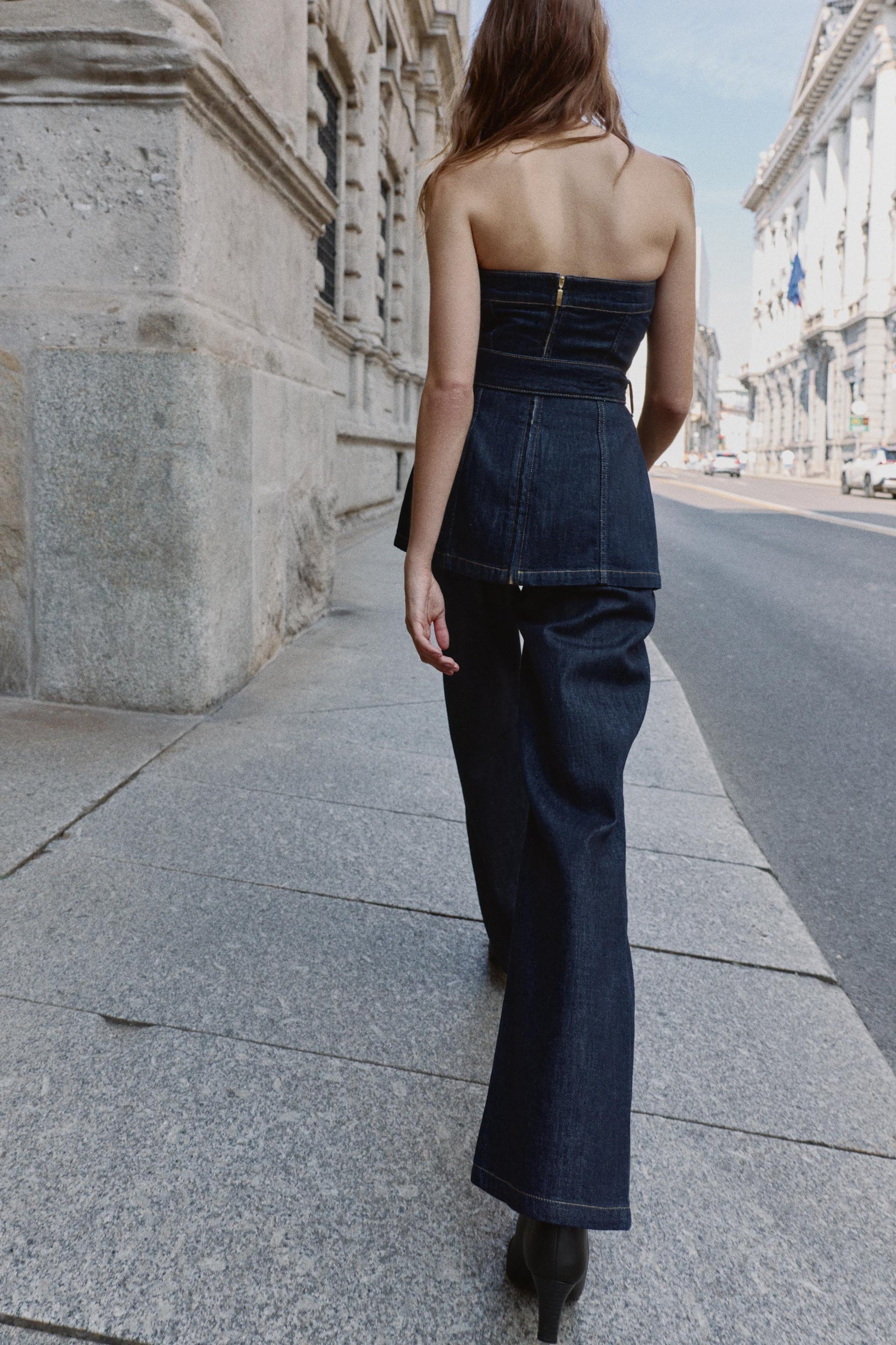 Denim Strapless Top with