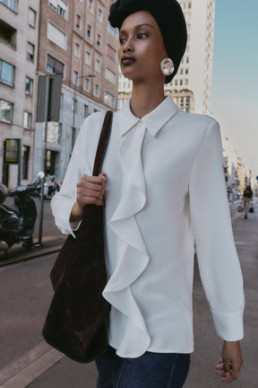 Crepe Ruffled Shirt