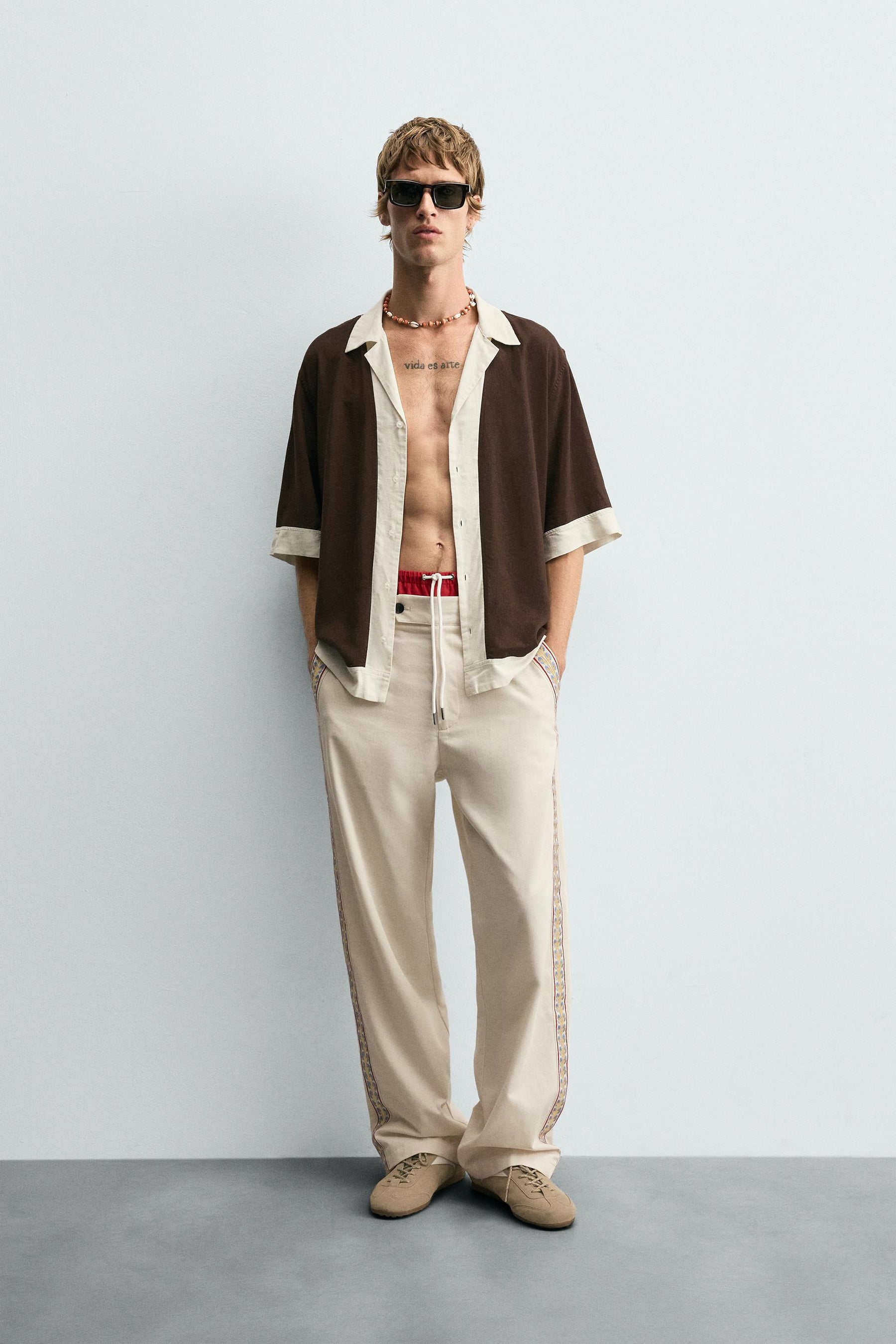 EMBROIDERED STRIPE TROUSERS - Image 1