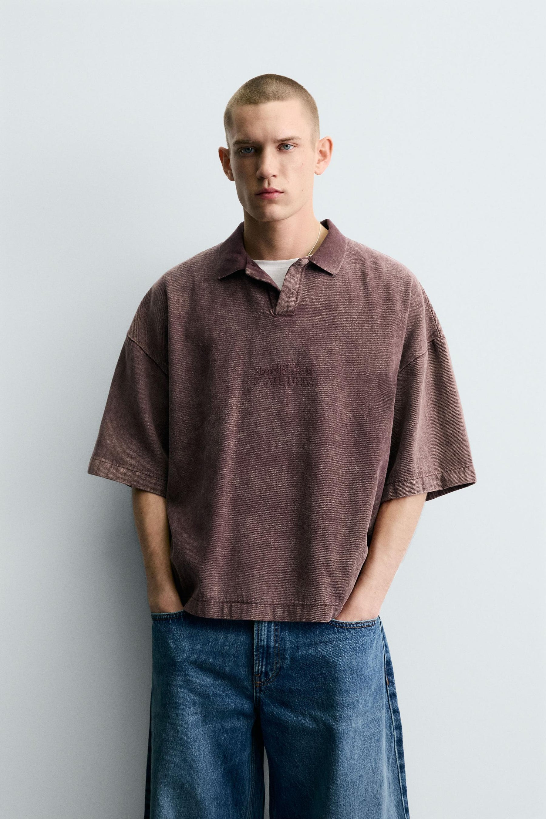 WASHED TEXTURED POLO SHIRT - Image 2