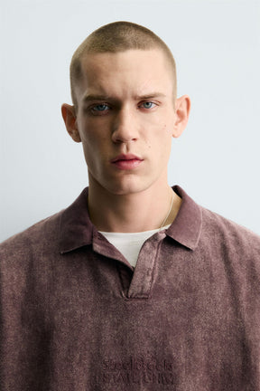 WASHED TEXTURED POLO SHIRT - Image 5