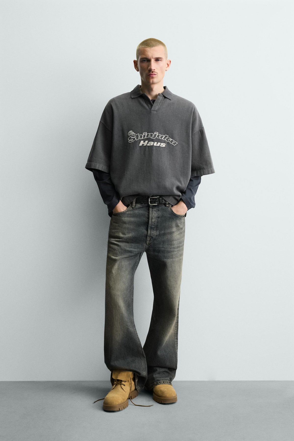 EMBROIDERED SLOGAN POLO SHIRT - Image 1