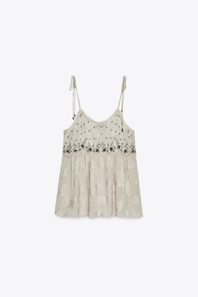 Jacquard Strappy Fashion Top