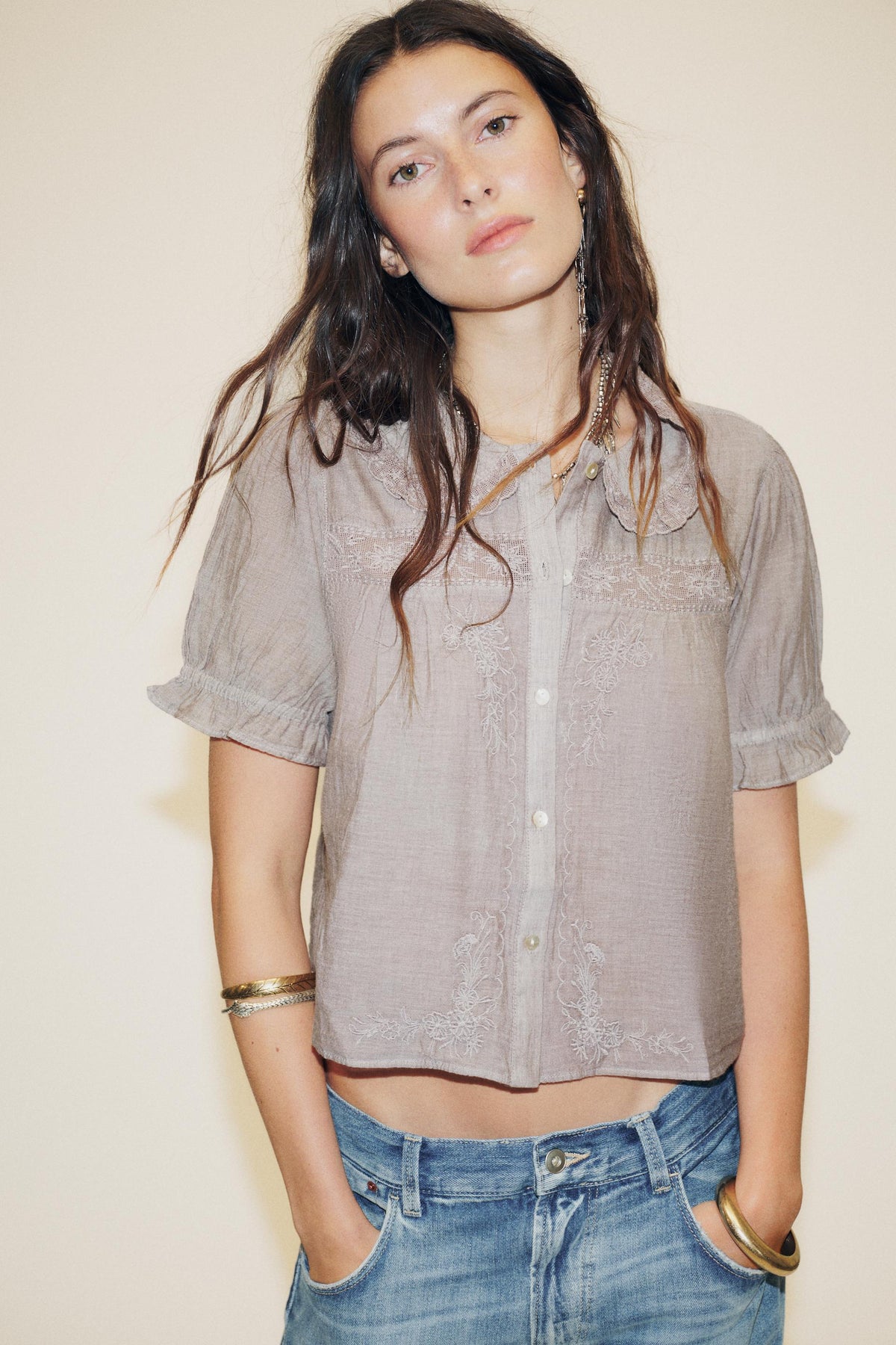 Embroidered Peter Pan Shirt