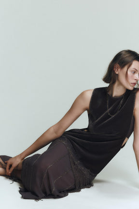 Velvet Dress with Fringes