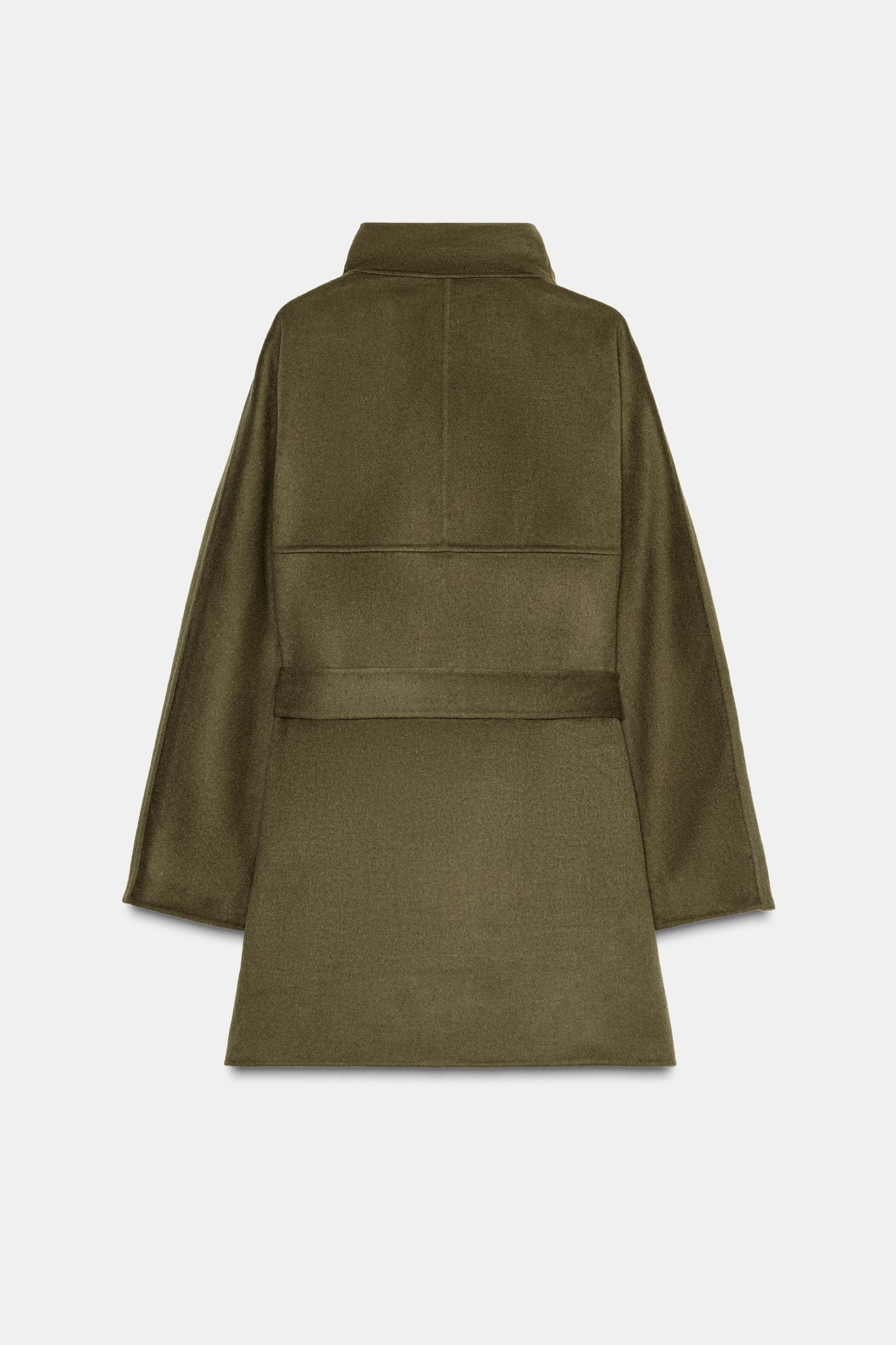 HIGH-NECK WOOL BLEND COAT ZW COLLECTION - Image 3