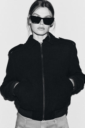 Wool Blend Bomber Jacket