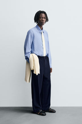 CREASED-EFFECT STRIPED FLOWING SHIRT - Image 4