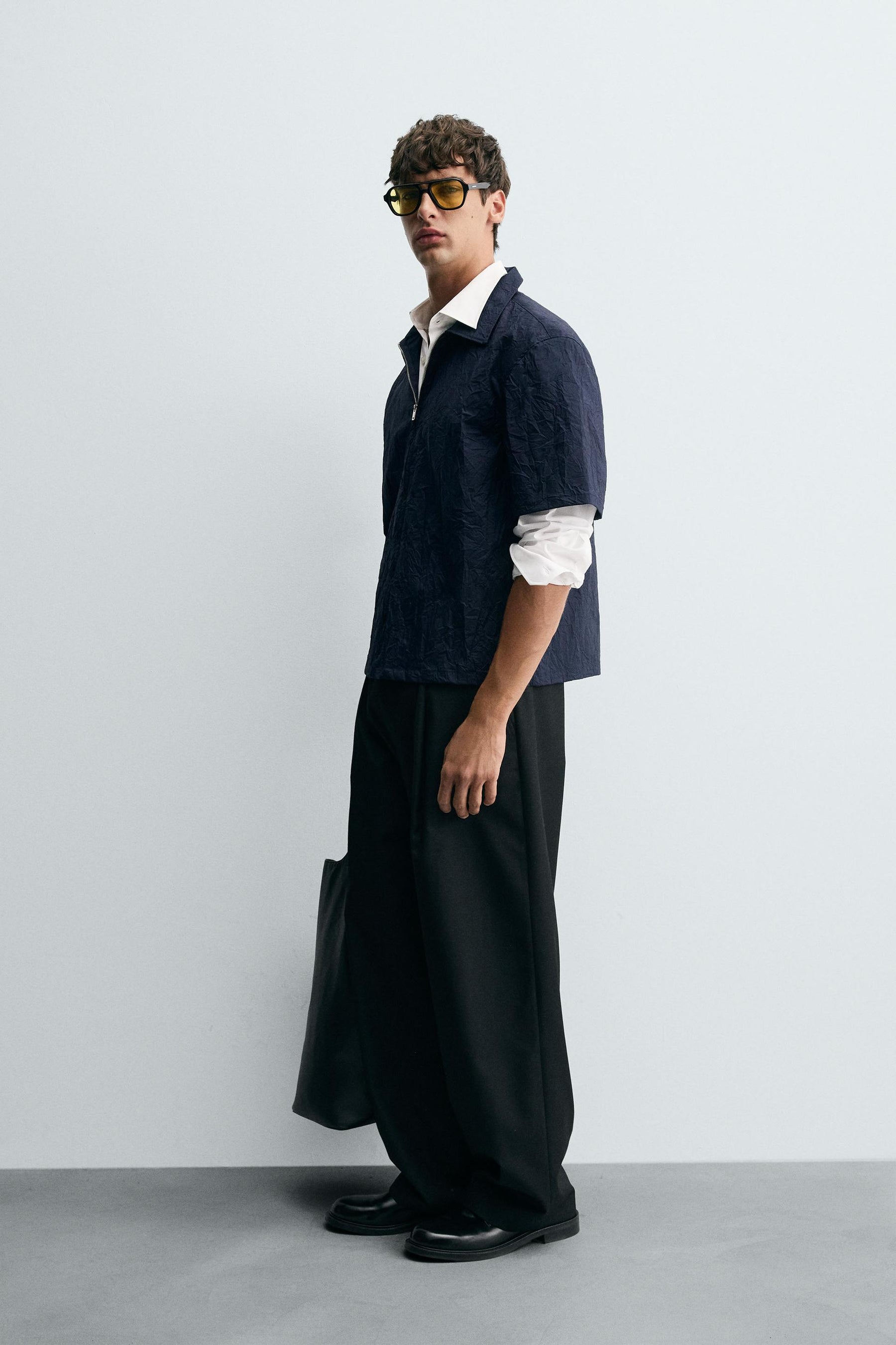 CREASED-EFFECT ZIP-UP SHIRT - Image 4