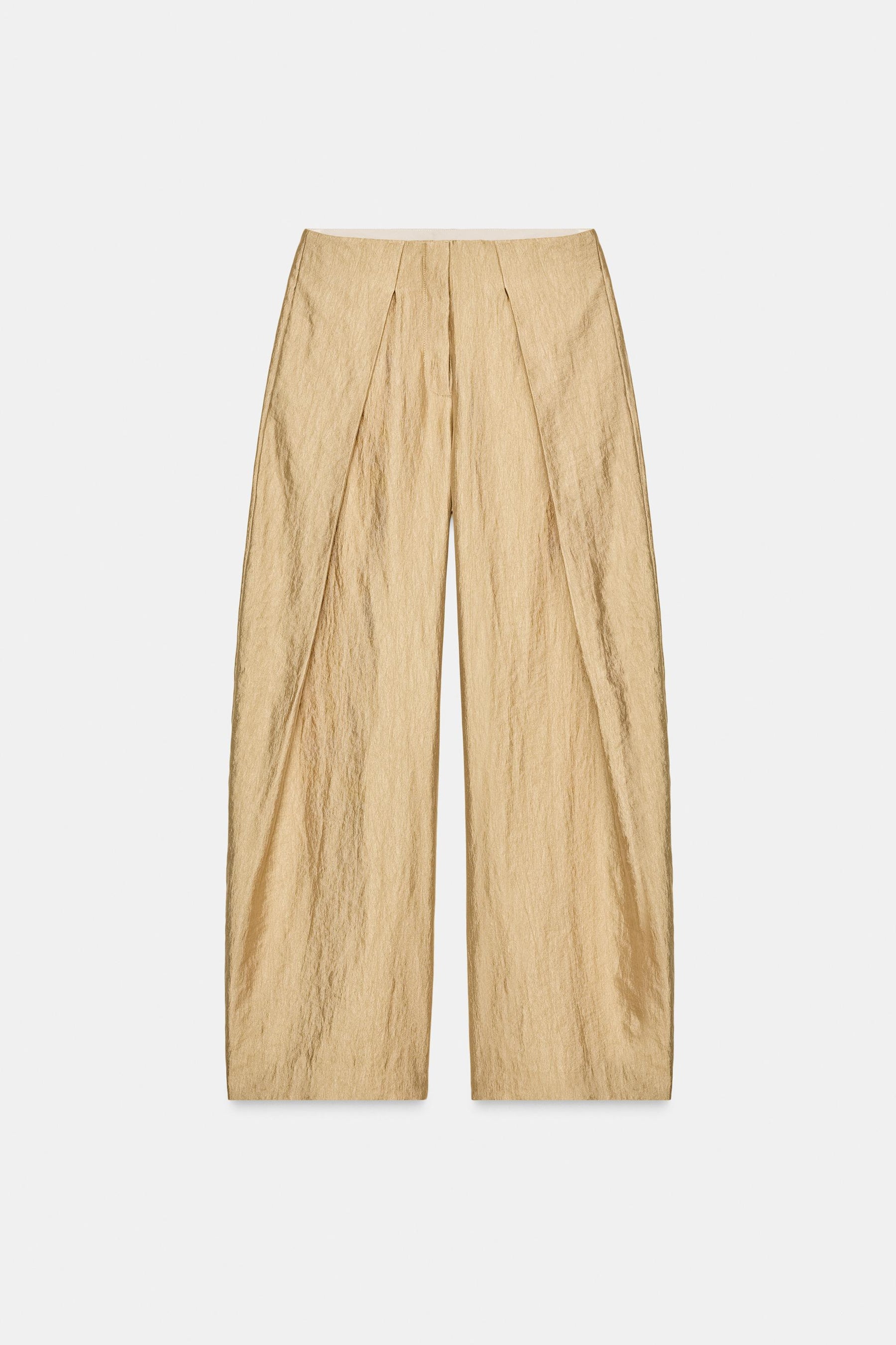 PLEATED METALLIC WIDE-LEG TROUSERS
