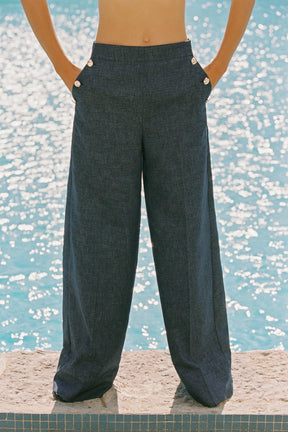 Linen Wide-Leg Trousers