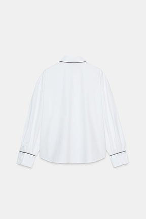 CONTRAST PIPED POPLIN SHIRT