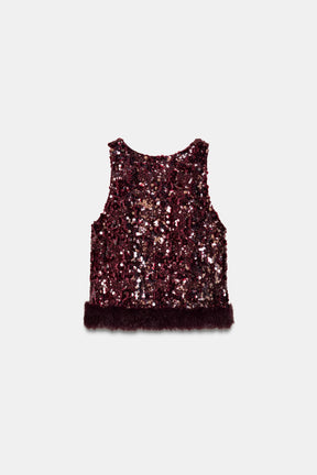 SEQUIN TOP WITH FAUX