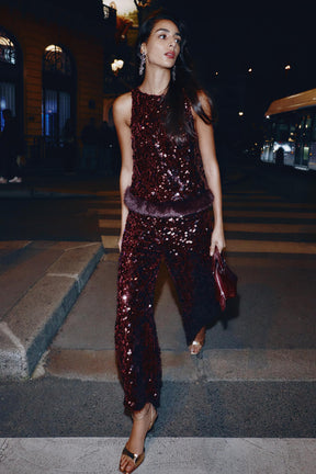 SEQUIN TOP WITH FAUX