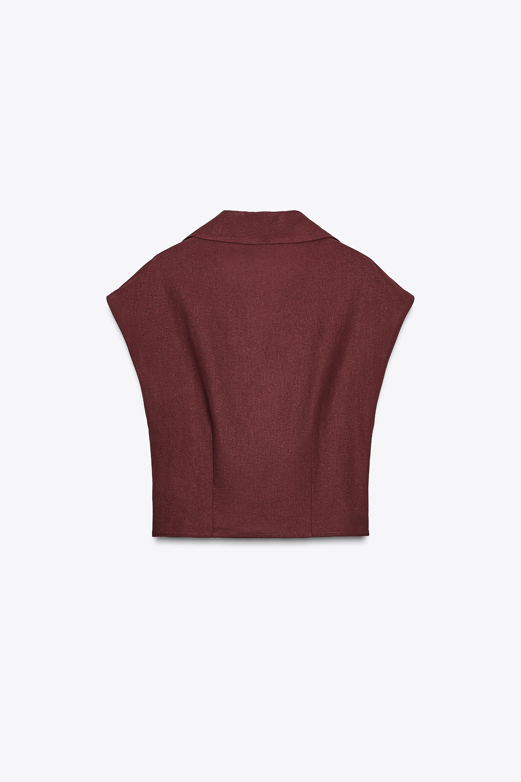 Linen Blend Crossover Top