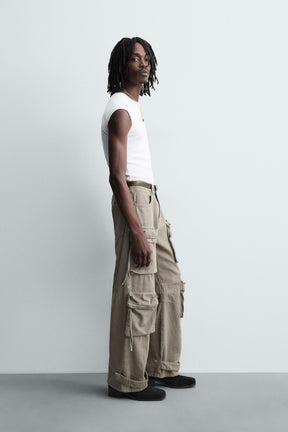 DENIM CARGO TROUSERS WITH POCKETS - Image 4