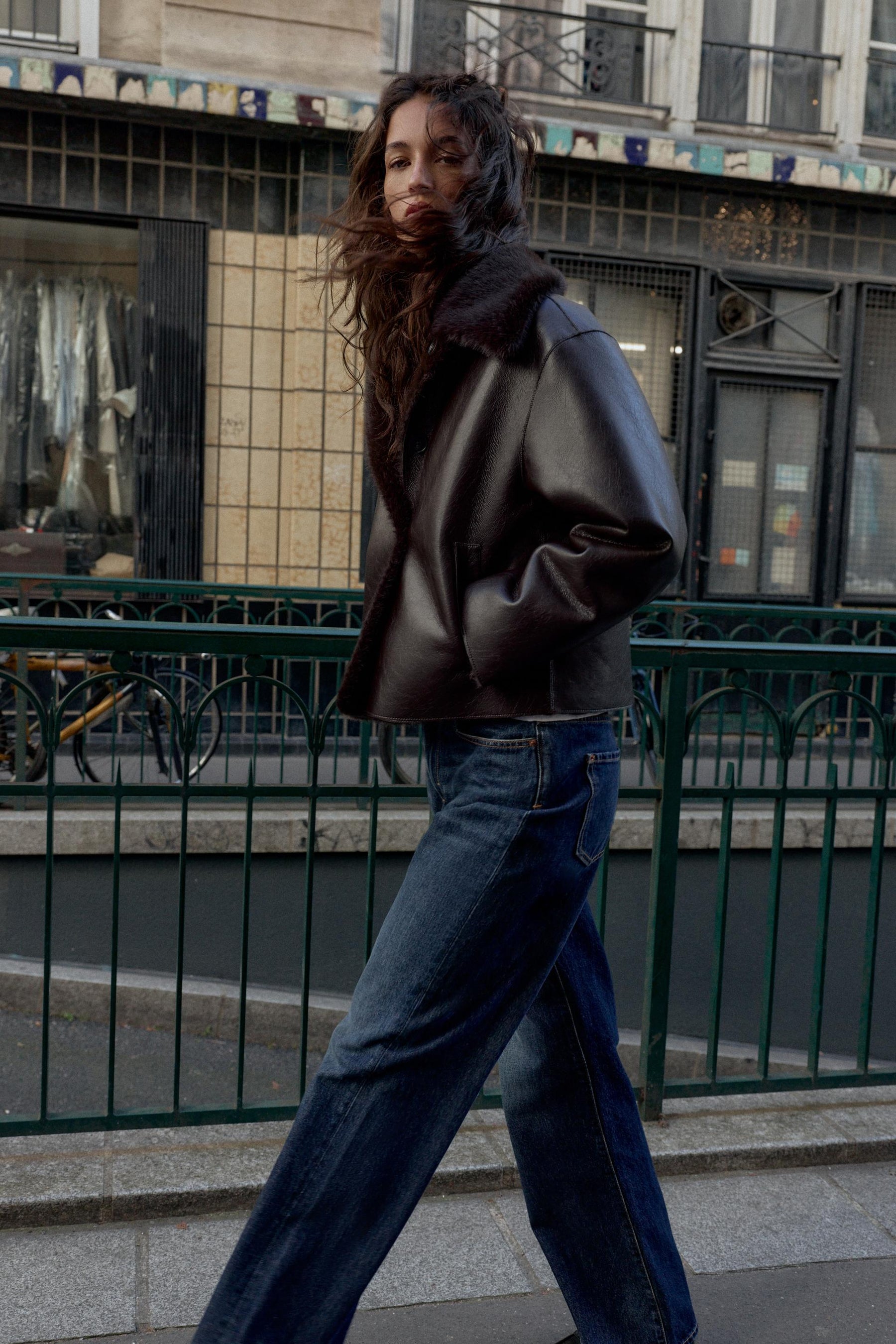 REVERSIBLE FAUX LEATHER JACKET