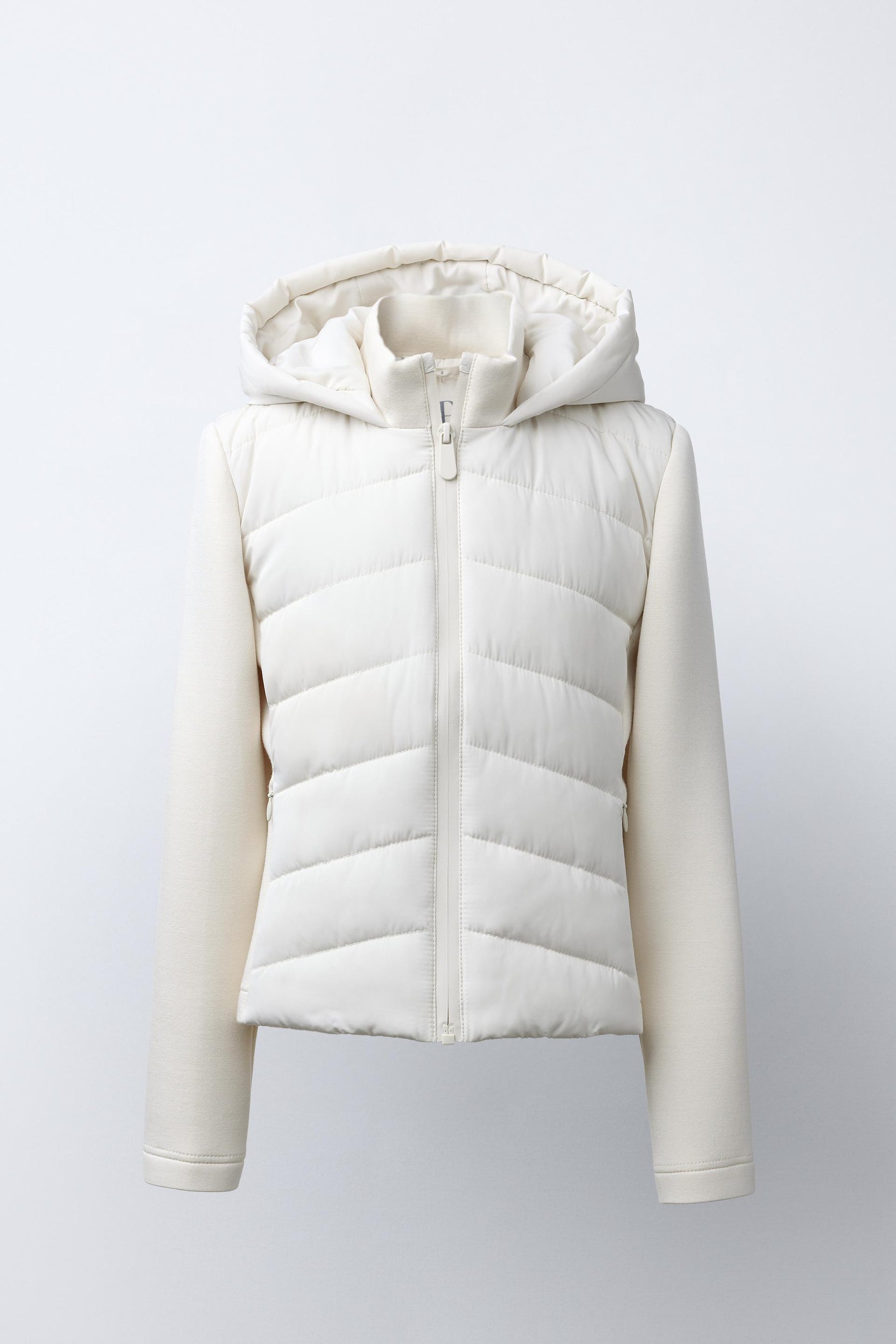 NEOPRENE-EFFECT SLEEVED PUFFER JACKET - Image 1