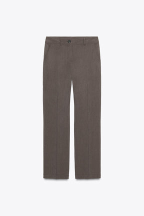 Straight-leg trousers with topstitching