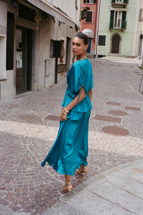 SATIN GATHERED BLOUSE