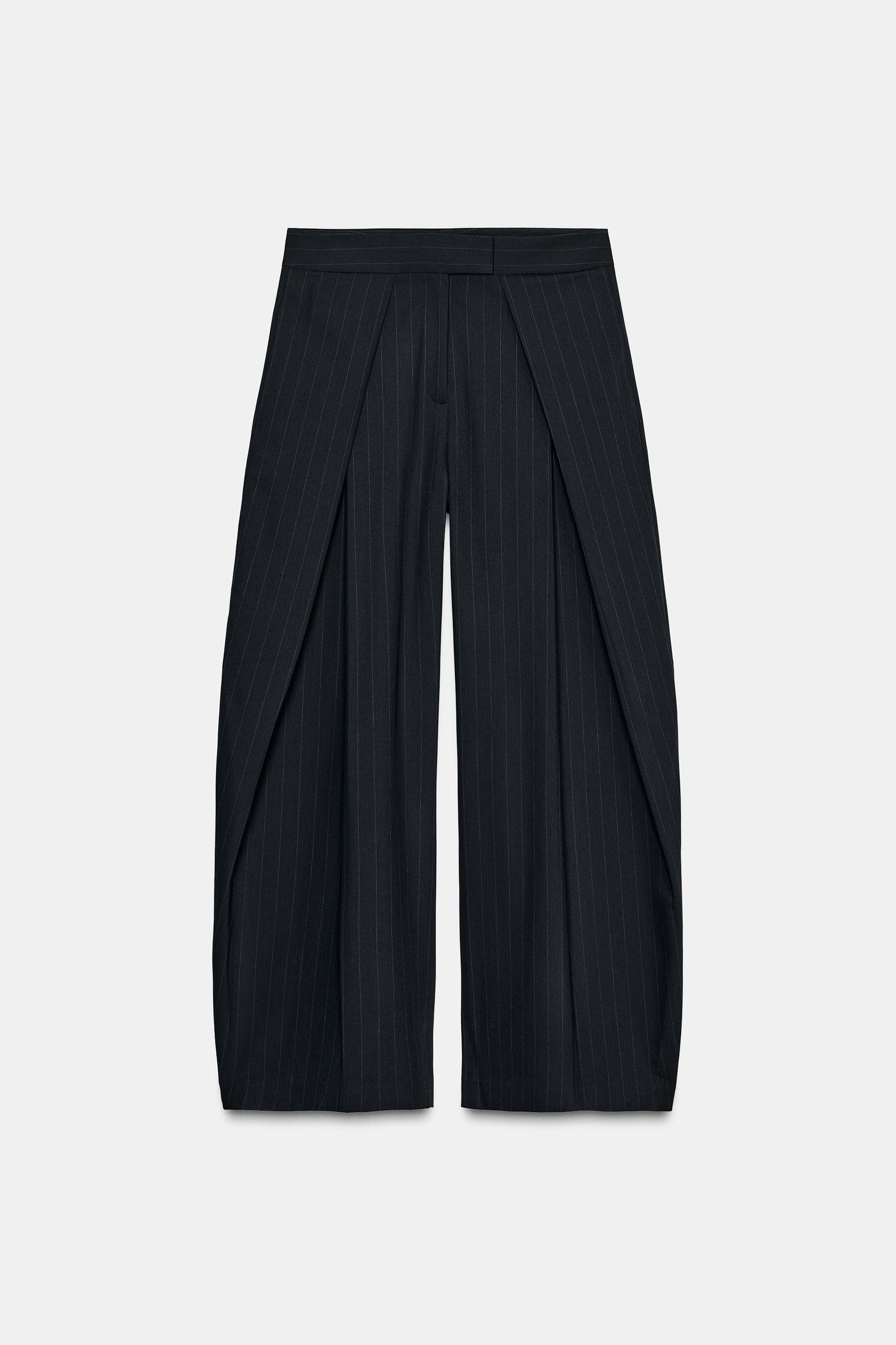 Wide-leg Pinstripe Trousers