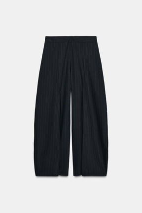 Wide-leg Pinstripe Trousers