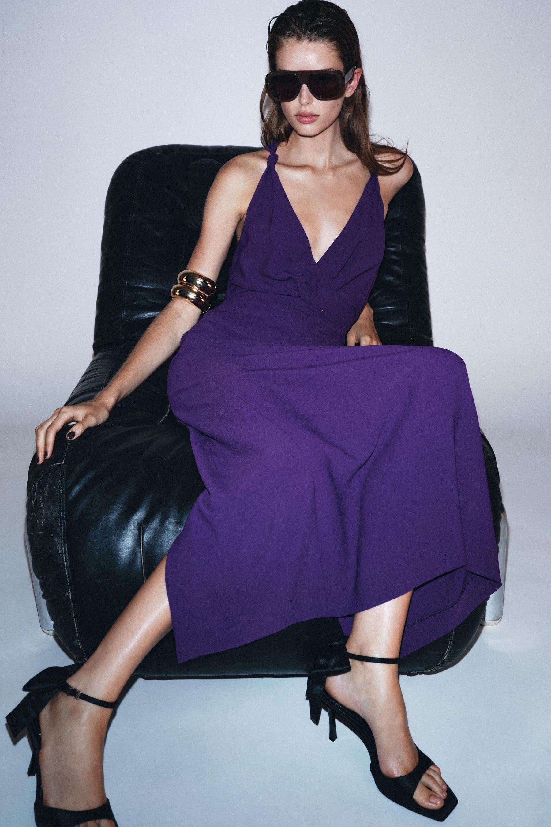 MIDI DRESS WITH KNOT AND HARDWARE - Image 1