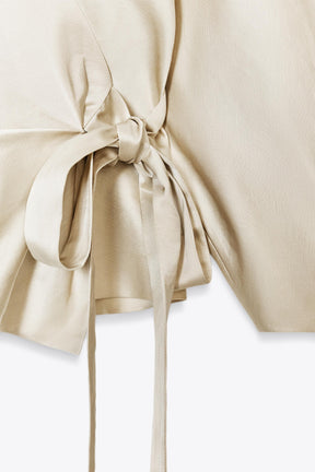 Linen Wrap Blouse with