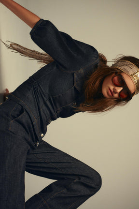 Fitted Denim Puff Sleeve