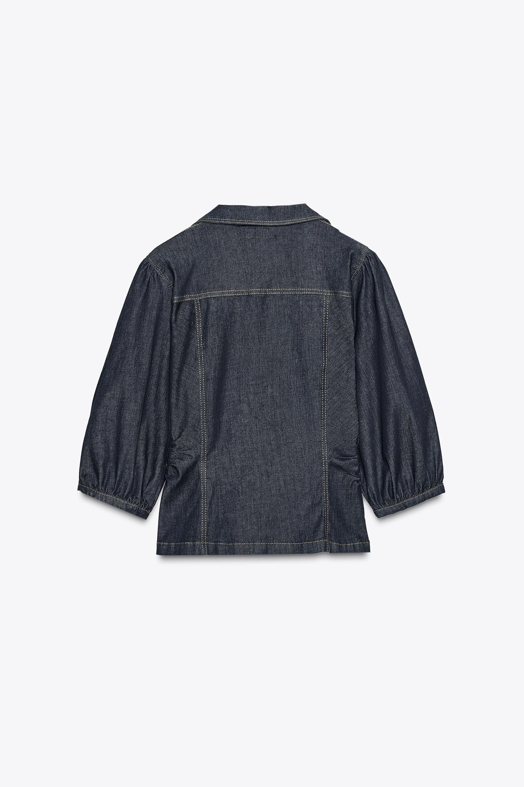 Fitted Denim Puff Sleeve