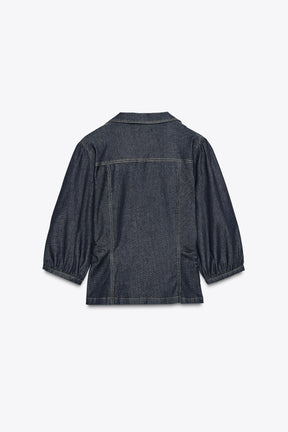 Fitted Denim Puff Sleeve