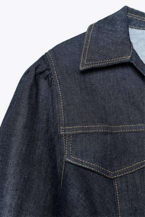 Fitted Denim Puff Sleeve