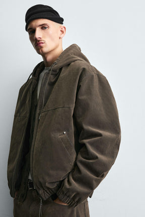 VELOUR HOODED PUFFER JACKET - Image 5