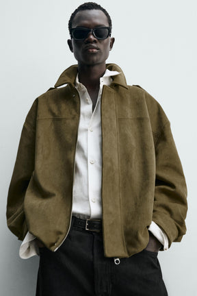 Faux Suede Cropped Jacket