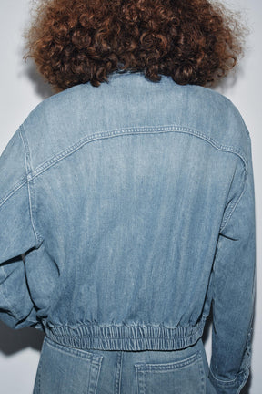 ZW COLLECTION DENIM BOMBER JACKET - Image 3