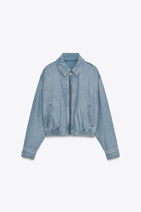 ZW COLLECTION DENIM BOMBER JACKET - Image 5