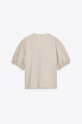 LINEN BLEND BLOUSE