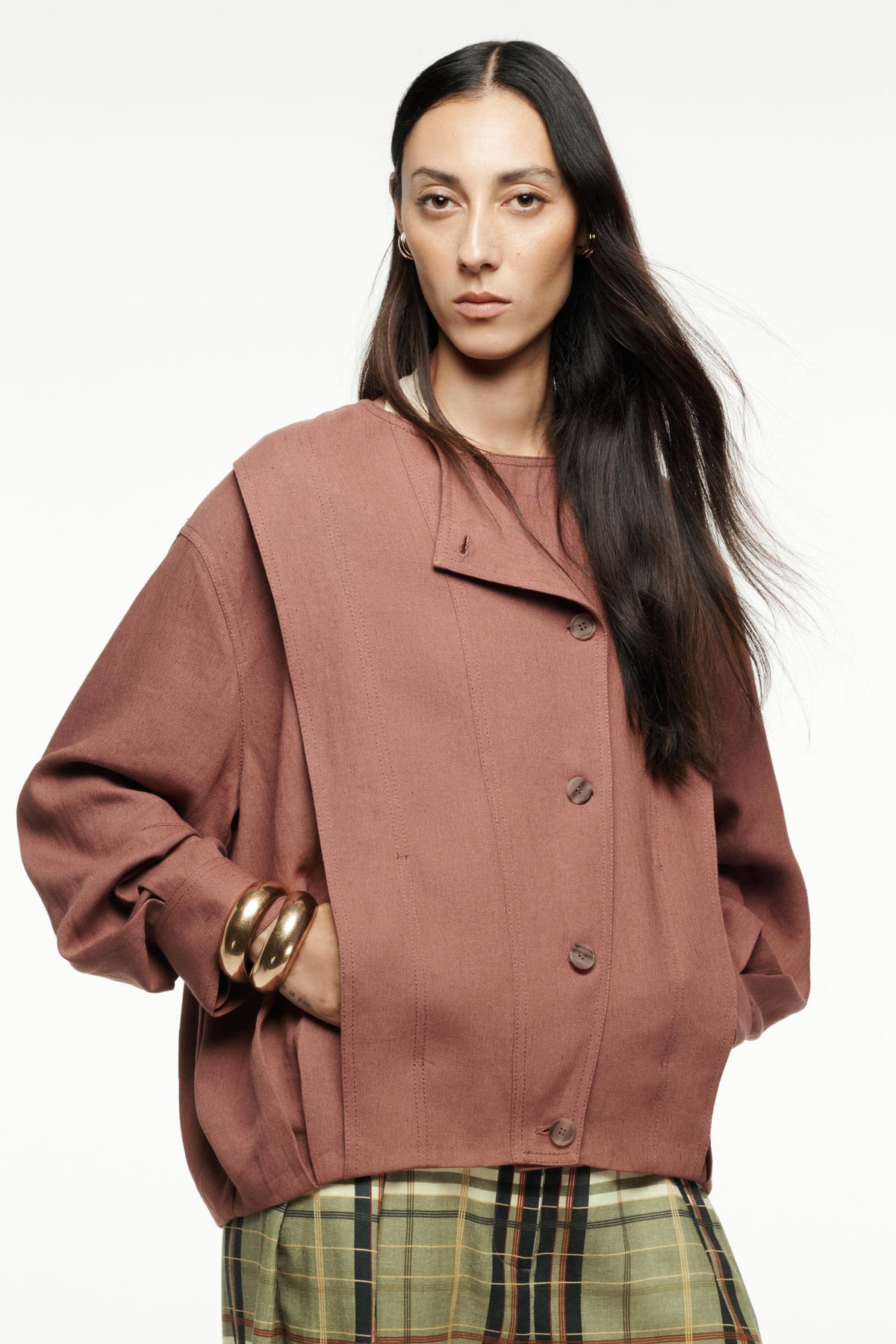 Linen Blend Bomber Jacket