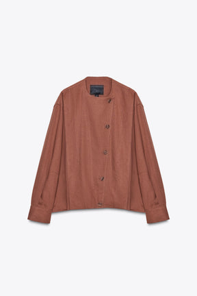 Linen Blend Bomber Jacket