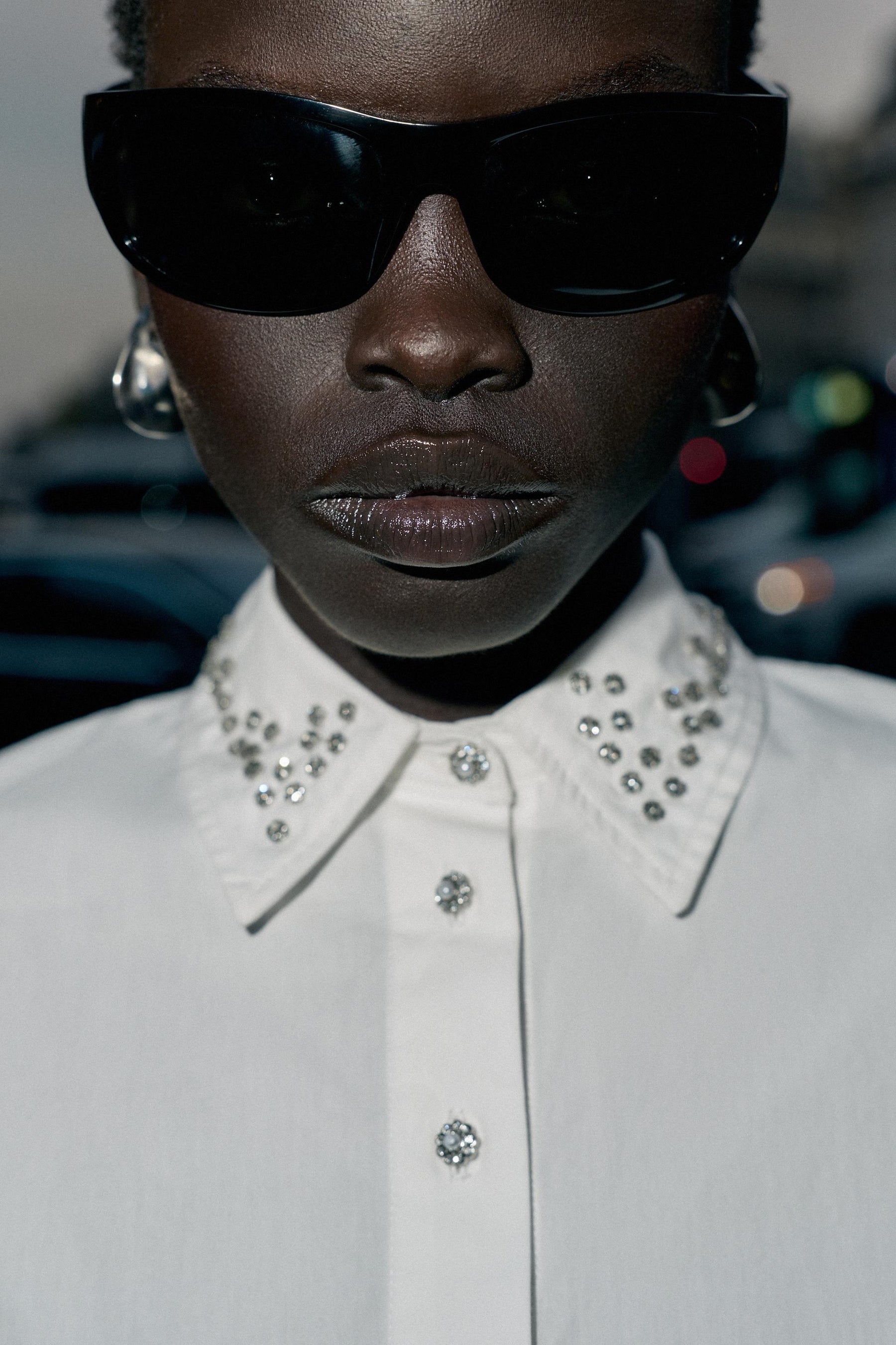 JEWEL-BEADED POPLIN SHIRT