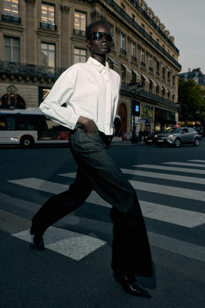 JEWEL-BEADED POPLIN SHIRT