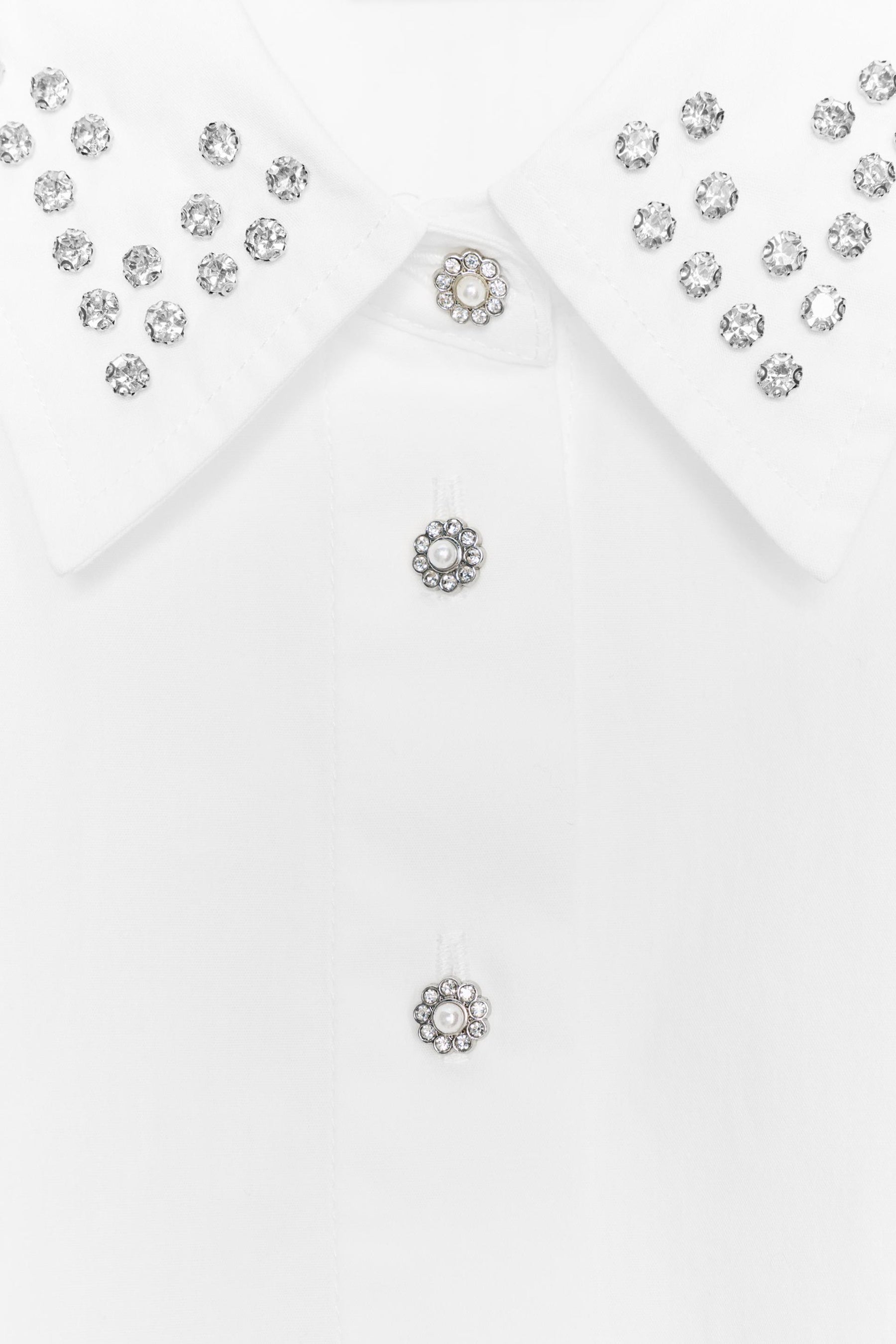 JEWEL-BEADED POPLIN SHIRT